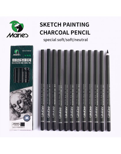 Marie's 12 sztuk węgiel ołówek do szkic malarstwo ołówki rysunek Lapiz zestaw papeterii szkolne artykuły artystyczne ołówki dla 