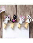 10 sztuk japoński kot drewniane klipy z konopi liny Mini ładny klip do żywności Kawaii drewno papier klip do torby uczniów narzę