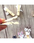 10 sztuk japoński kot drewniane klipy z konopi liny Mini ładny klip do żywności Kawaii drewno papier klip do torby uczniów narzę