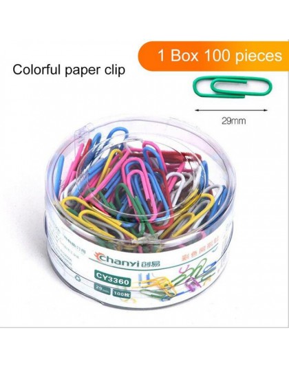 100 sztuk kolorowe metalowy spinacz spoiwa klip spinacz do papieru biurowy wiążące materiały biurowe szkoła papiernicze klipy do