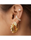 Czeski imitacja perły Ear Cuff dla kobiet dziewczyna Trendy okrągłe małe klipsy nie Piercing złoty Metal biżuteria ślubna Bijoux