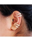 Kryształowe kolczyki dla kobiet Trendy małe okrągłe Ear Cuff złoto i srebro platerowane 2 rzędy Rhinestone klipsy bez Piercing