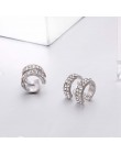 Kryształowe kolczyki dla kobiet Trendy małe okrągłe Ear Cuff złoto i srebro platerowane 2 rzędy Rhinestone klipsy bez Piercing