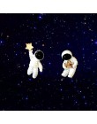 Nowy koreański śliczne asymetryczne Pentagram przestrzeń astronautów klip na kolczyki nie przebite dla kobiet dziewczyna moda da