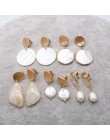 Darmowa wysyłka śliczne Shell perły geometryczne klip kolczyk