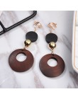 Naturalne drewno klip na kolczyki dla nie przebili otworu na ucho dla kobiet moda komunikat geometryczne kolczyki koreański biżu