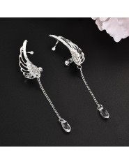 Posrebrzane skrzydła anioła stylista kryształowe kolczyki wypadnij zwisają kolczyki dla kobiet długie nausznica ER623