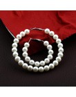 Jisensp nowy Pearl Hoop kolczyki dla kobiet wyolbrzymia Oversize Pearl koło kolczyki kolczyki moda europa klub nocny biżuteria