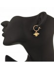 1 para europejski Trend stereoskopowy śliczne kolczyki Bee Hoop z wisiorek złoty kolor srebrny piękne modne kolczyki biżuteria E