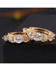 Hot sprzedaż luksusowe złoty kolor Hoop kolczyki z CZ kamień moda luksusowa biżuteria dla kobiet ślub zaręczyny prezent darmowa 
