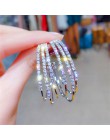 FYUAN moda kobiety biżuteria wielowarstwowe okrągłe kolczyki Hoop lśniące złoto srebrne z kryształem górskim kolczyki na ślub im