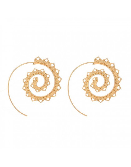 Nowe mody geometryczne Vortex koło zębate spiralne Hoop kolczyki dla kobiet w stylu Vintage Ear Bijoux dynda Brincos Party biżut