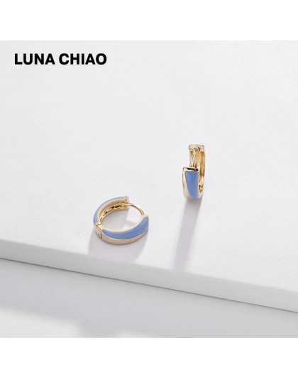 LUNA CHIAO moda biżuteria 2019 lato popularne Mini kolczyki hoop kolczyki Ear Bone mankiet emaliowane stos mankiet kolczyki Hugg