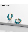 LUNA CHIAO moda biżuteria 2019 lato popularne Mini kolczyki hoop kolczyki Ear Bone mankiet emaliowane stos mankiet kolczyki Hugg