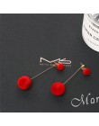 Moda czerwony czarny plusz Ball spadek kolczyki dla kobiet Korea osobowość okrągły długi Tassel biżuteria kolczyki w stylu state