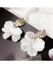 Koreański biały powłoki kwiat płatek spadek kolczyki dla kobiet 2019 nowe oświadczenie pendientes Trendy biżuteria