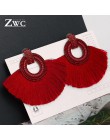 ZWC moda czeski Tassel w stylu Vintage komunikat spadek kolczyki dla kobiet czarny czerwony żółty duży dynda kolczyki frędzle 20