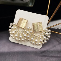W stylu Vintage symulowane perła wzór geometryczny kobiety dynda kolczyki sektora kolczyki z pereł czeski spadek kolczyki