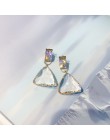 FYUAN popularne geometryczne spadek kolczyki dla kobiet nowy Bijoux trójkąt jasny kryształ spadek kolczyki komunikat kolczyki bi