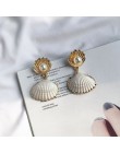 JCYMONG 13 w stylu morskim kolczyki z muszelką dla kobiet złoty kolor srebrny powłoki metalowe Cowrie oświadczenie kolczyki 2019
