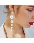 Modny elegancki stworzony Big symulowane długie kolczyki perłowe perły String oświadczenie spadek kolczyki dla kobiet Wedding Pa
