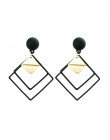 BICUX Korean Statement czarne akrylowe kolczyki Drop dla kobiet 2019 biżuteria Vintage geometryczne złote asymetryczne kolczyki