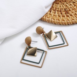 Modny prosty Design geometryczne kolczyki kobiety Rhinestone akrylowe metalowe kolczyki kwadratowe okrągłe ręcznie gwiazdkowe ko