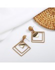 Modny prosty Design geometryczne kolczyki kobiety Rhinestone akrylowe metalowe kolczyki kwadratowe okrągłe ręcznie gwiazdkowe ko