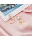 BICUX Korean Statement czarne akrylowe kolczyki Drop dla kobiet 2019 biżuteria Vintage geometryczne złote asymetryczne kolczyki