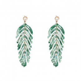 JURAN 2019 nowy długi dynda żywica zielone liście kolczyki party biżuteria akcesoria handmade moda akrylowe kolczyki dla kobiet