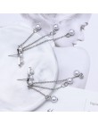 EK110 nowa moda hiperbola Temperament elegancki długie kolczyki wiszące dla kobiet kobieta Tassel symulowane Pearl wisiorek kolc
