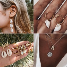 Moda Brincos Sea Shell muszla kolczyki 2019 dla kobiet złoty kolor wisiorek dynda kolczyk Femal czeski plaża biżuteria letnia