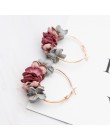 Moda tkaniny kwiat spadek kolczyki dla kobiet oświadczenie kolorowe płatek koło Big Fancy akcesoria biżuteria Oorbellen ER4890