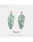 Yhpup Drop Shipping liść akrylowe Dangle kolczyki roślin marki ZA Pearl boucle d'oreille femme 2019 dla kobiet Party biżuteria p