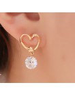 Różowy kamień kryształ kwiat kropla kolczyki dla kobiet moda złote cyrkonie kolczyki nowoczesne biżuteria prezent