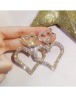 Zdominowany przesadzone moda kryształ podwójne serce kolczyki zakontraktowane joker długie kobiety spadek kolczyki biżuteria