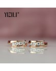 YIZILI gorąca sprzedaż 585 różowe złoto kolczyki okrągłe naturalne cyrkonią kolczyki wiszące spadek EarringFashion biżuteria ślu