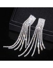 Nowy srebrne z kryształem górskim kryształ długi Tassel kolczyki dla kobiet biżuteria dla nowożeńców, dla spadek zwisające kolcz
