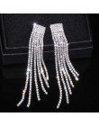 Nowy srebrne z kryształem górskim kryształ długi Tassel kolczyki dla kobiet biżuteria dla nowożeńców, dla spadek zwisające kolcz