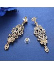 Mecresh srebrny kolor kryształowe kolczyki ślubne spadek dla kobiet koreański mody Rhinestone dla nowożeńców długie kolczyki biż
