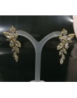 LXOEN Marquise cięte kwiaty cyrkon kryształ długie kolczyki wiszące dla kobiet błyszczące liści CZ kamień biżuteria ślubna dla n