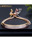 CWWZircons regulowana bransoletka typu bangle dla kobiet urzekają Bar suwak Brilliant CZ różowe złoto kolor biżuteria Pulseira F