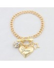 Big Love Heart Charms bransoletki dla kobiet złoty kolor srebrny Bileklik bransoletka i bransoletka biżuteria europa biżuteria w