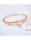 Hot luksusowe różowe złoto bransoletki ze stali nierdzewnej bransoletki kobiet serce na zawsze miłość marka Charm bransoletka dl