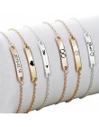 Niestandardowe nazwa ID Bar bransoletka złota ze stali nierdzewnej początkowe Charm bransoletki dla kobiet spersonalizowane biżu