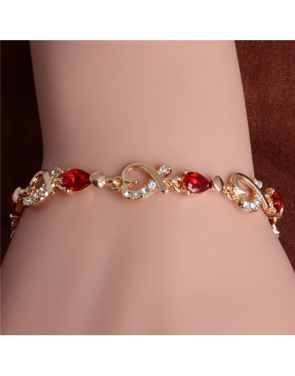 MISANANRYNE nowy 5 kolory piękne bransoletka dla kobiet kolorowe austriacki kryształ moda bransoletka serduszkiem na łańcuszku h