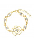 MISANANRYNE Hot 1pc złoty kolor austriacki kryształ Hollow urocze różowe łańcuch kwiatowy bransoletka dla kobiet biżuteria hurto