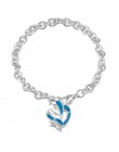 Urok lato delfin żółw bransoletka niebieski Opal srebro kolor ręcznie łańcuch plaża biżuteria bransoletka Femme Bijoux