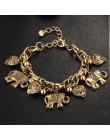 Jeśli mnie w stylu Vintage czeski złoty kolor słoń serce Charms bransoletki dla kobiet moda łańcuch prezent biżuteria Pulseira F