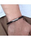 Nowy Punk czarny i biały oplocie ze stali druciana bransoletka magnetyczna klamra prosty styl mody opasek na rękę mężczyźni bran
